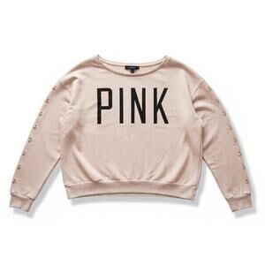 Vintage Victorias Secret PINK Logo Sweatshirt/Tee Sz Large Rhinestone Bling Y2K